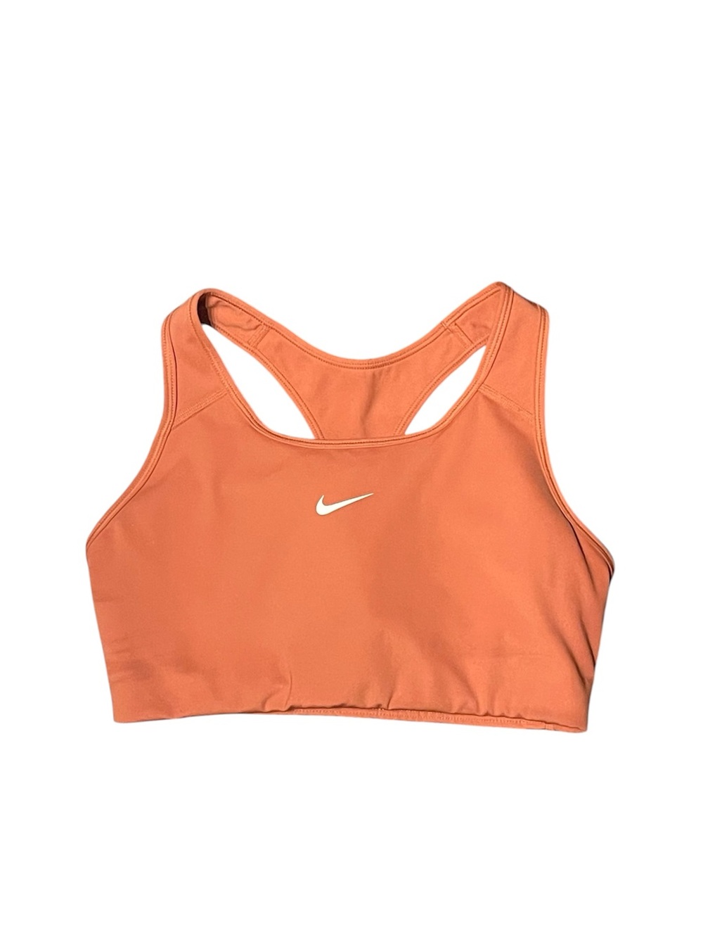 Nike Orange Racerback Sports Bra with White Swoosh